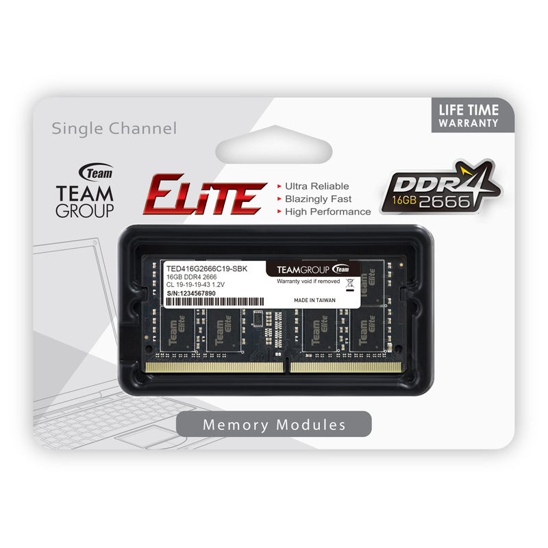 TEAMGROUP Elite DDR4 16GB Single 2666MHz PC4-21300 CL19 SODIMM 260-Pin Laptop Memory Module Ram - TED416G2666C19-S01 - Image 3